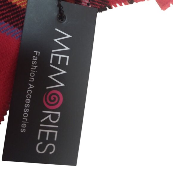 Memories Red Tartan Scarf-67"-NWT - Picture 3 of 7